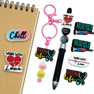 Perles focales en PVC à motifs médicaux de dessins animés, design infirmière et médecin avec nœud, en caoutchouc souple, accessoires DIY pour la fabrication de stylos, bijoux et lunettes - Product Image 6