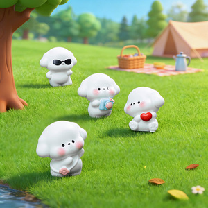ตุ๊กตาเรซิ่นรูปสุนัขสีขาวน่ารักสไตล์คาวาอี้ขนาดเล็ก ของตกแต่งสำหรับวางบนคอนโซลรถยนต์ โต๊ะทำงาน และสวนเทพนิยาย - Product Image 2