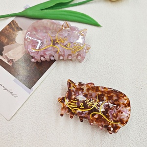 Cute Cat Hair Claw Wholesale Acetate Material Hair Clips For Girls Outdoor Retro Acetate Hair Claw Clip - Product Image 5