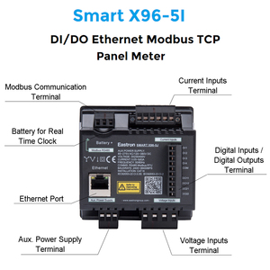 X96-5 thông minh ba pha đa chức năng đa chức năng đồng hồ đo năng lượng kỹ thuật số cài đặt và kết nối trình cắm - Product Image 5