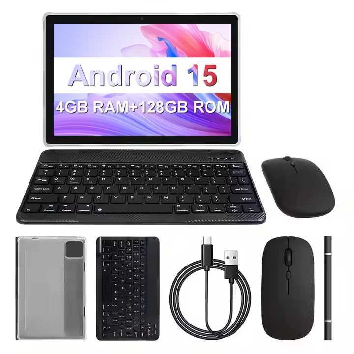 10.1インチAndroid 15タブレットPC 4GB RAM 128GB大人用WiFi BT