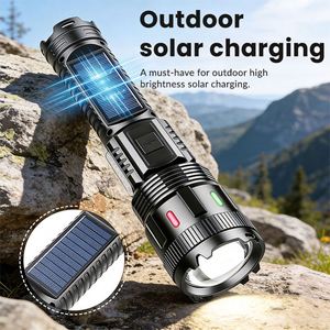 Lampe torche LED super lumineuse de haute qualité 30W, rechargeable par énergie solaire, longue portée, pour le camping et les aventures en plein air - Product Image 4