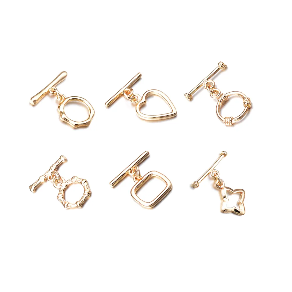 Clasp Closures Bracelet Copper 18K Plated Gold OT Toggle Clasp Buckles Circle and Bar Clasps for Necklace Jewelry Making