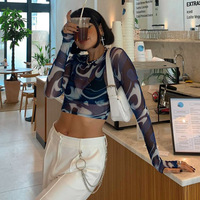 GIMILY oem custom new listing crop tops pour femmes tie-dye top crop tendance 2023 mesh transparent crop top avec très populaire