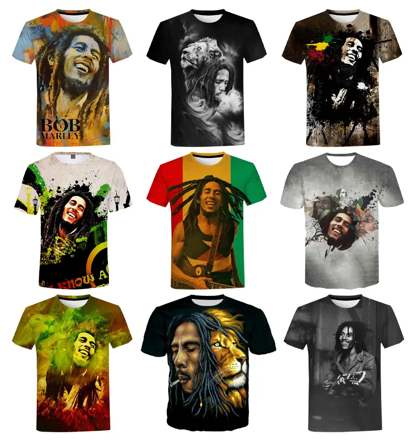Camiseta estampada 3d rapper, bob marley, masculina, hip hop, camisetas 3d, impressão digital, roupa gráfica
