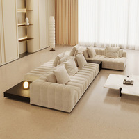 Canapé modulaire minimaliste italien en tissu, en forme de L, avec pieds en acier inoxydable, accoudoirs à rail, pour salon, assise lounge, personnalisable OEM