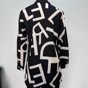 Wholesale Custom OEM High Quality Autumn Winter Women's <b>Dress</b> With Long Sleeve Four-side <b>Elastic</b> Print Splicing Button <b>Dresses</b> - Product Image 4