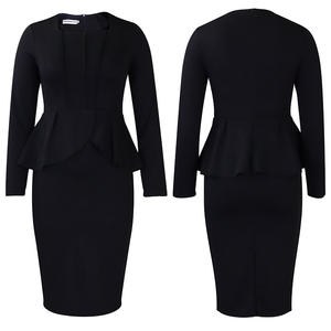 <span class=keywords><strong>Abito</strong></span> da donna da chiesa a manica lunga eleganti abiti da <span class=keywords><strong>sposa</strong></span> da <span class=keywords><strong>sposa</strong></span> damigella d'onore formale abiti <span class=keywords><strong>Midi</strong></span> a matita con volant - Product Image 3