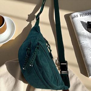 Keymay Custom Corduroy Letter Pattern Fanny Pack Portable Zip Crossbody Waist Bag Fashionable Unisex Casual Zipper Closure - Product Image 2