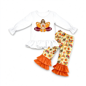Conjunto de Ropa para Niñas con Estampado de Seda de Leche, Ropa Infantil para Acción de Gracias y Navidad, Tela Suave de Seda de Leche - Product Image 3