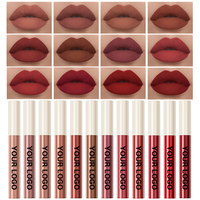 Rouge à lèvres liquide végétalien à base de produits chimiques personnalisés OEM, 24 couleurs, imperméable, longue tenue, fini mat, certifié MSDS, marque privée