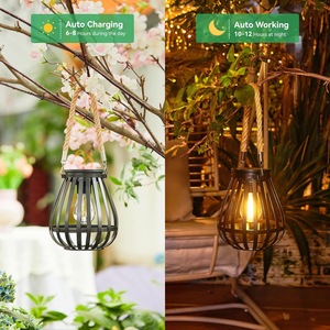 <b>Solar</b> <b>Garden</b> <b>Lights</b> Iron Cage Warm <b>Light</b> LED Outdoor <b>Hanging</b> Lamp For Home Decor - Product Image 4