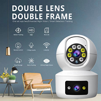 Caméra IP WIFI à double objectif 2K, caméra de surveillance réseau couleur, surveillance de sécurité intérieure