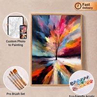 Kit de peinture par numéros Songwoo Paysage abstrait aux couleurs éclatantes avec un arbre isolé