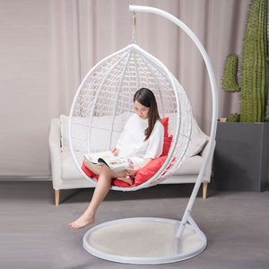 Outdoor Rattan Wicker <strong>Double</strong> Seat Hanging <strong>Egg</strong> Swing <strong>Chair</strong> Metal Stand Baby Swings <strong>Chair</strong> <strong>Cushion</strong> - Product Image 3