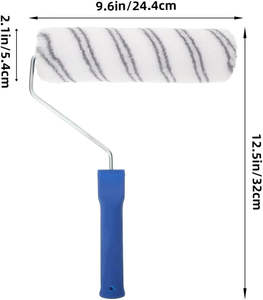 Pinceau mural industriel de 9 pouces, poignée en plastique OEM, poils synthétiques, rayures blanches et bleues - Product Image 4