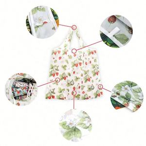 Sacs à provisions réutilisables en polyester 900D écologique pochette pliable d'épicerie en gros avec motif géométrique en nylon imprimé personnalisé - Product Image 3