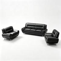 Canapé modulaire de luxe moderne carré 2 places en cuir véritable pour la maison, le bureau, l'hôtel, la villa, noir