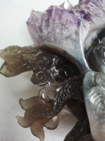 Sculpture en cristal artisanale Unique, sculpture en améthyste naturelle, géode, Agate, Dragon avec poisson