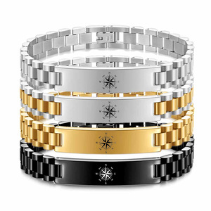 Bracelet de montre en acier inoxydable 10 mm, bracelet courbé avec compas laser, bijou unisexe, cadeau - Product Image 1