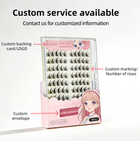 Bulu Mata Bawah Individu Bentuk Api Alami 32 Baris 384 Cluster Pita Transparan DIY Makeup Grosir Drop-shipping
