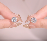 Anting-anting stud berlian moissanite 925 sterling silver anti air, model bunga, ukuran 6,5mm dan 8mm, untuk pria dan wanita, perhiasan mewah.