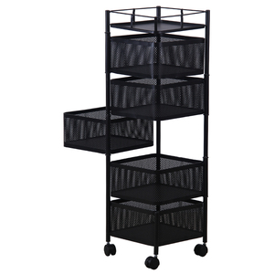 Quảng trường chuyên nghiệp <span class=keywords><strong>5</strong></span> Tier Nhà Cán lưu trữ di động giá kệ tổ chức xe đẩy tiện ích nhà bếp giỏ hàng với bánh xe - Product Image 6