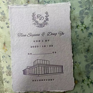 การ์ดเชิญงานแต่งงานคุณภาพสูงขอบกระดาษรีไซเคิลพิมพ์ลายตัวอักษร - Product Image 4