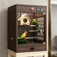Nouvelle Cage à Oiseaux Intelligente en Bois Massif de Luxe 2026 à Température Constante, Grande Cage Chauffée d'Intérieur pour l'Élevage de Perruches avec Balançoire Interactive