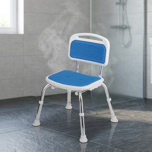 Cushioned Adjustable Shower Seat Bath <b>Bench</b> Chair with 14-18" Height Range Blue/Red <b>Pad</b> Bathroom Healthcare Use - Product Image 3