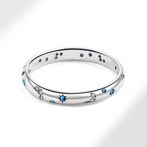 Anillo de Plata de Ley 925 con Diseño de <span class=keywords><strong>Luna</strong></span> y Estrella con Circonita, Venta al por Mayor de Fábrica - Product Image 3