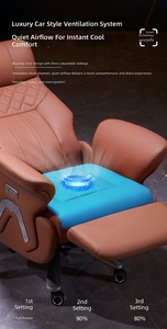 Sedia da <span class=keywords><strong>Ufficio</strong></span> Direzionale di Lusso Ergonomica, Girevole e Regolabile in Vera Pelle, Design Moderno - Product Image 3