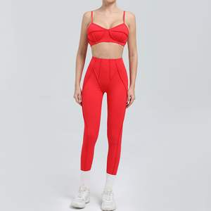 Ensembles de fitness pour femmes avec logo personnalisé vêtements 2 pièces ensembles de yoga tissus doux soutien-gorge à maintien élevé entraînement en plein air - Product Image 3