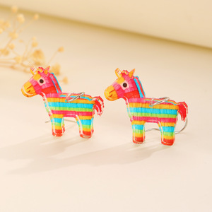 Nuovi <span class=keywords><strong>Orecchini</strong></span> Divertenti e Creativi a Forma di Pony in Acrilico Colorato con Ciondolo in Lega per Donne, Stile Cartoon di Nicchia Adatto per Ragazze e Bambini - Product Image 3