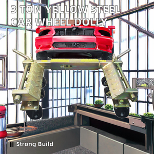 Capacidad de 3 toneladas Palanca Tipo Coche Móvil <span class=keywords><strong>Dolly</strong></span> Acero amarillo Rueda de coche <span class=keywords><strong>Dolly</strong></span> Gatos de coche - Product Image 3