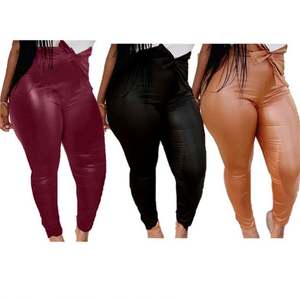 Leggings en cuir taille basse pour femme, pantalon sexy, push up, fitness, décontracté - Product Image 1