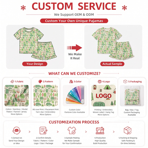 Pijamas Familiares de Bambú Modal con Certificación OEKO-TEX, Estampado de Campamento, para Mamá e Hijos, con Volantes, Ropa de Dormir Corta, Logotipo Personalizado - Product Image 2