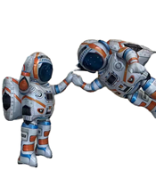 Cohete inflable astronauta globo de una sola Base de pie cohete de aluminio para niños tema espacial decoración de fiesta de cumpleaños