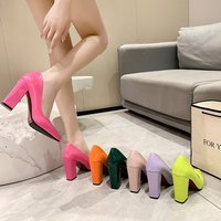 Chaussures de grande taille pour femmes, talon officiel, serpent, couleur bonbon, chaussures épaisses, talons d'affaires de bureau pour femmes