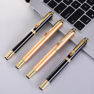SHULI Caneta 0.7mm conception spéciale cadeau d'affaires en gros Logo personnalisé Rose or métal luxe stylos à plume fabricant