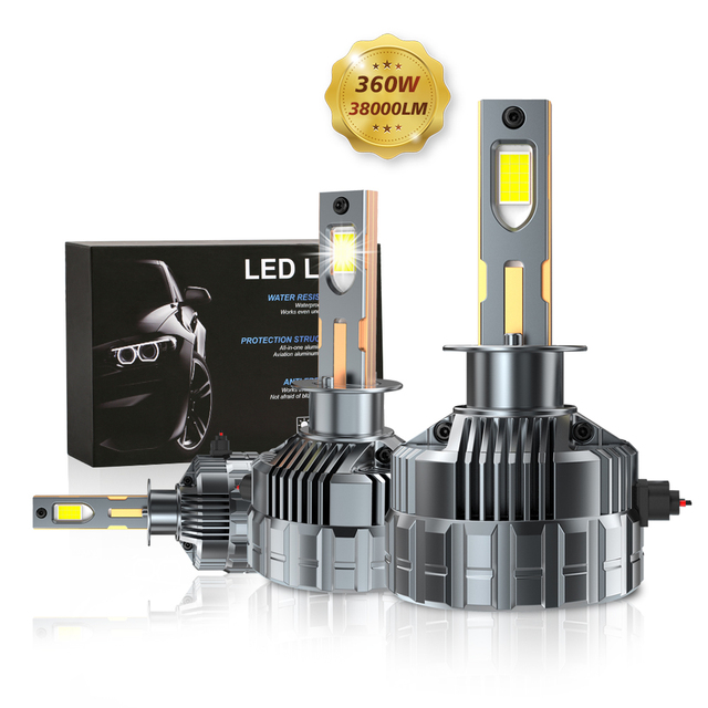 High Power 360W H4 H7 LED Headlight Bulb 40000LM Long Range 1000m 50000H Lifespan Bright Automotive Car Light Kit with Driver