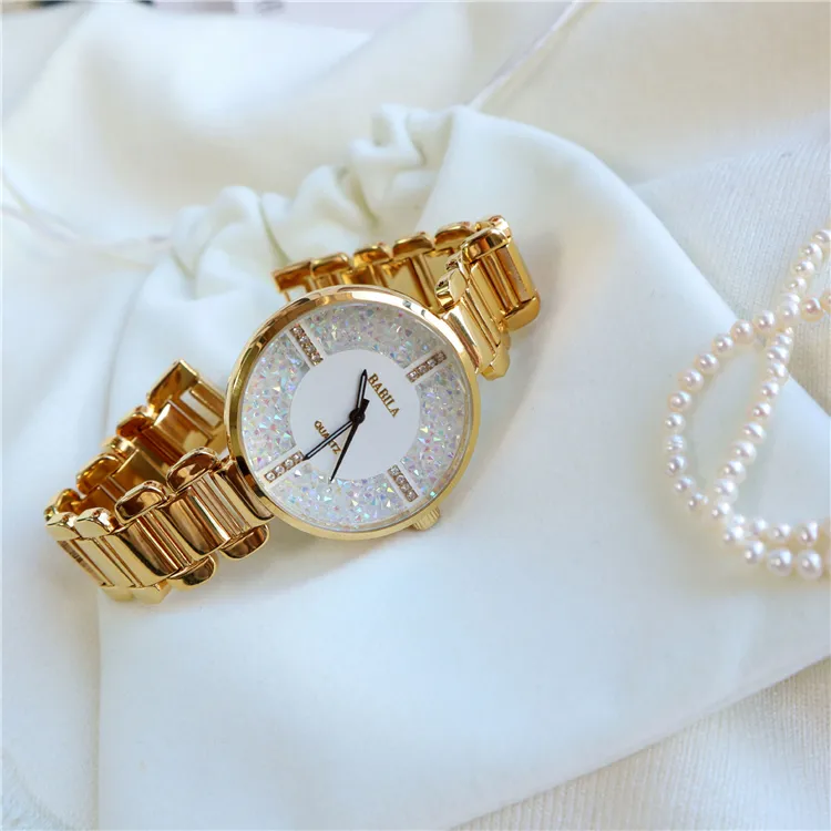 Aimgal diamond-studded life waterproof imported movement plated 18K gold quartz watch women
