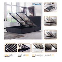 Cadre de lit avec rangement relevable, espace de rangement profond, lit en bois avec rangement inclinable à 45 degrés