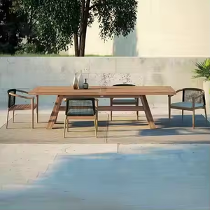 Ensemble de meubles de jardin en aluminium imperméable Simplicity, chaise en teck, pour terrasse, restaurant, cour, tables de salle à manger extérieures - Product Image 6
