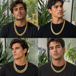 Jxx Nueva Moda Cadena de Eslabones Cubanos Chapada en Oro de 24K con Engaste de Garra, Joyería de Latón para Mujer y Hombre, <span class=keywords><strong>Estilo</strong></span> Clásico - Product Image 2