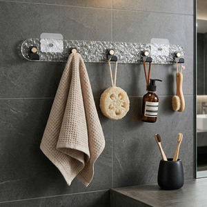Acrylic Wall Hooks 4 Hooks Removable For Bathroom Bedroom Living Room Storage And Decoration - Product Image 3