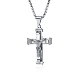 New cross-border hip-hop street style cross <b>titanium</b> steel necklace for men, unique and versatile, suitable for all outfits, pen - Product Image 1
