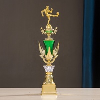 Coupe de trophée en plastique à base dorée, très vendue, avec impression UV et design assemblable pour match de football AD20-2 Taille M