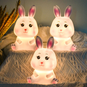 Veilleuse LED Lapin Blanc Chaud à Commande Tactile, Fonctionnant sur Piles, en PVC, Jouet pour Décoration de Chambre d'Enfant - Product Image 3