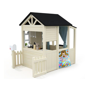 Trẻ Em Ngoài Trời Rắn Gỗ Playsets Không Thấm Nước Nhà Chơi Thiết Kế Phong Cách Bằng Gỗ Sân Sau Chơi Nhà Với Cầu Thang Và Trượt - Product Image 3